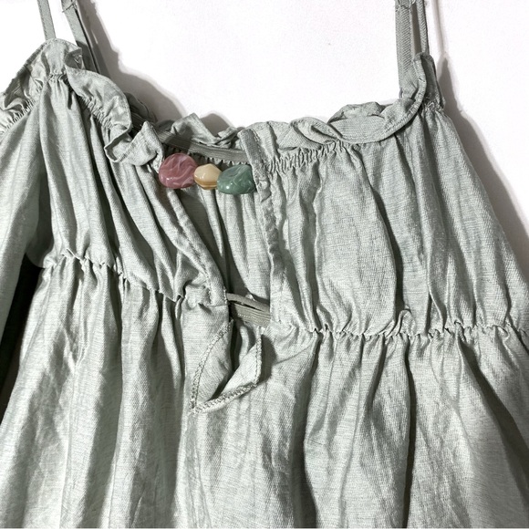 Missguided Sage Green Off Shoulder Boho Blouse W Beaded Neck Detail S NWT - Picture 9 of 15